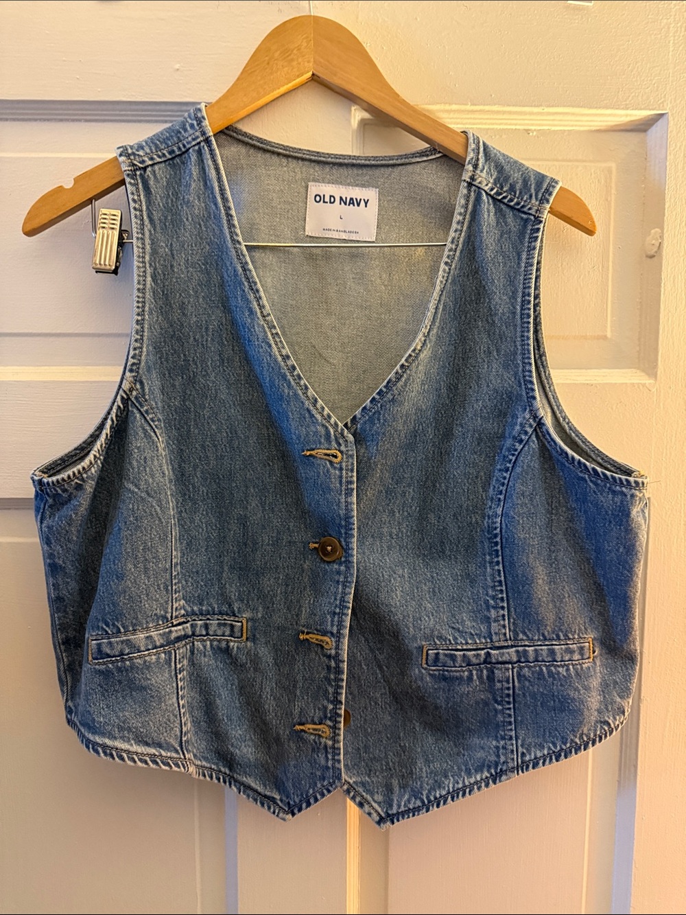 Old Navy Blue Denim Button-Front Vest